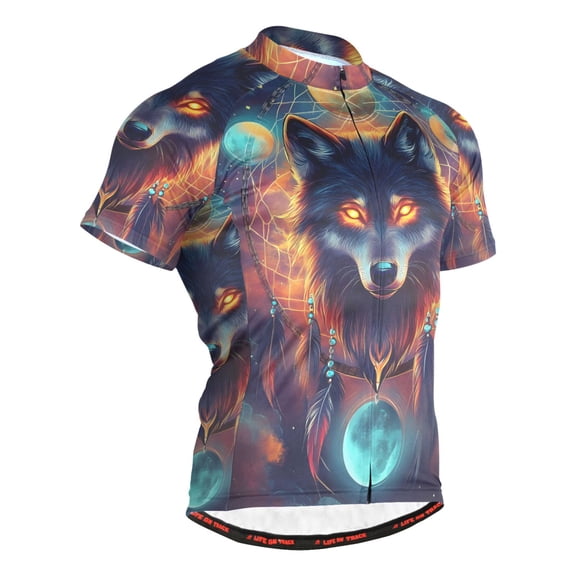 joogoo Dreamcatcher Wolf Men's Cycling Jerseys Mountain Bike Short Sleeve Tops 2XL