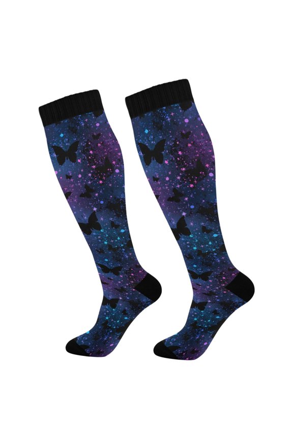 Dreamy Butterfly Night Socks Women Men Knee High Sock
