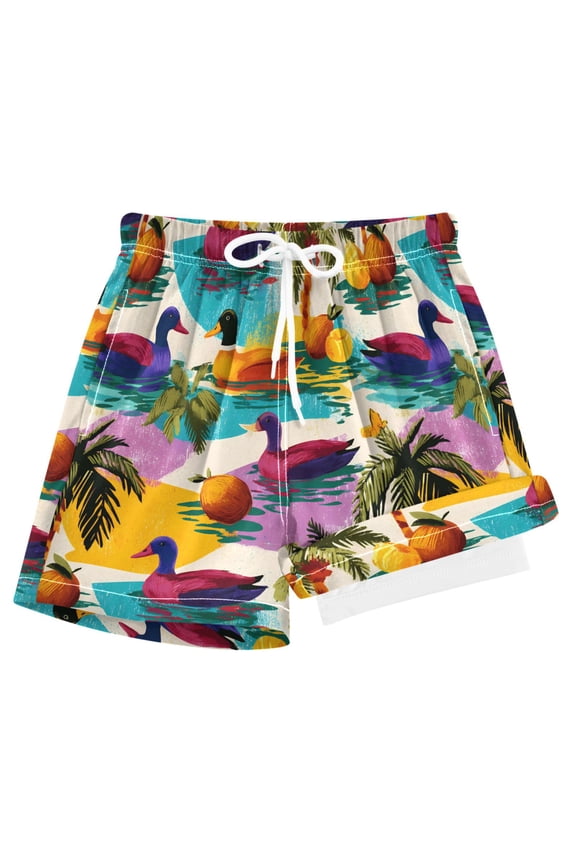 Duck Palm Trees Boys Swim Trunks Beach Swimsuit Shorts Boxer 4T