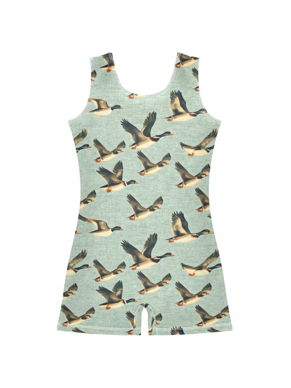 Ducks Flying Pattern Girls Leotards Gymnastics Tumbling Outfit Biketard Unitard 5-6Years