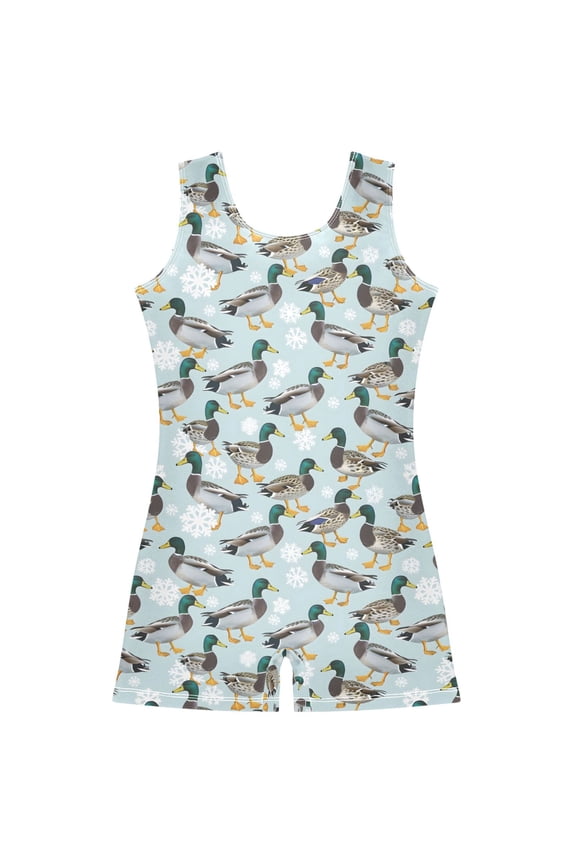 Ducks Snowflake Pattern Girls Leotards Gymnastics Tumbling Outfit Biketard Unitard 9-10Years