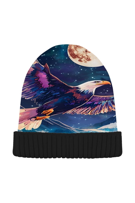 Eagle Starry Night Beanie Hats Cuffed Winter Warm Knit Thick Beanies