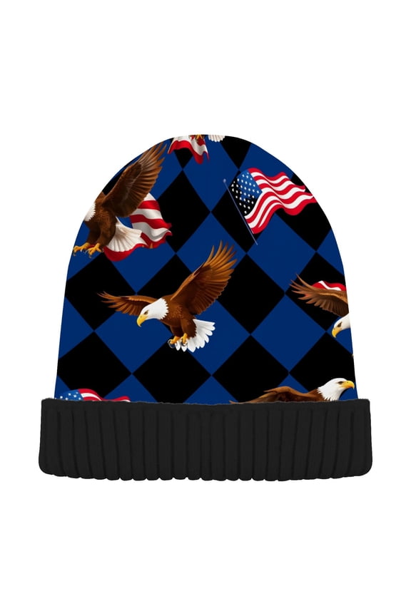 Eagles Flag Checkered Beanie Hats Cuffed Winter Warm Knit Thick Beanies