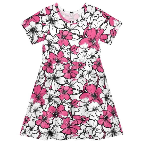 joogoo Elegant Flowers-r3 Girls' Short Sleeve Dress Kids Dresses 5-6T