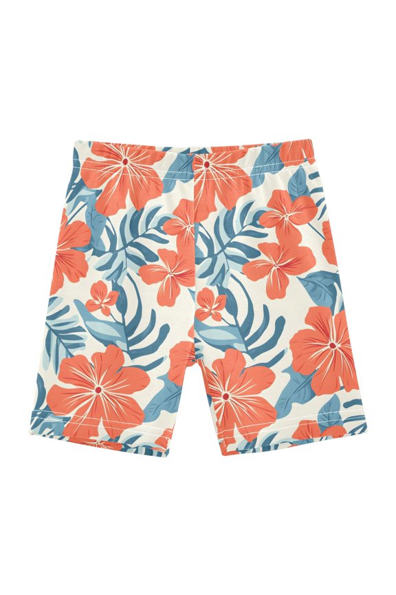 Elegant Tropical Floral-p5 Girls Lined Shorts Bike Dance Bottoms 4T