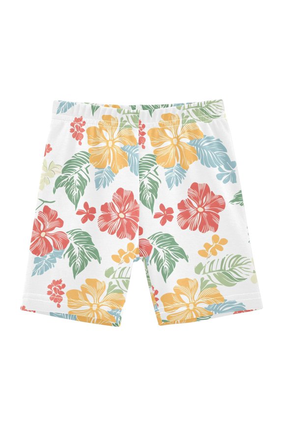 Elegant Tropical Floral-t8 Girls Lined Shorts Bike Dance Bottoms 10Y