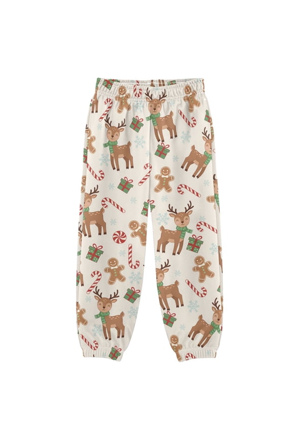 Elk Candy Cane Reindeers Boys' Sweatpants Jogger Pants 4T