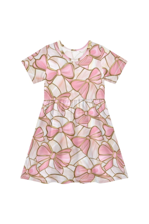 Ethnic Bows Girls' Short Sleeve Dress Kids Dresses 2T