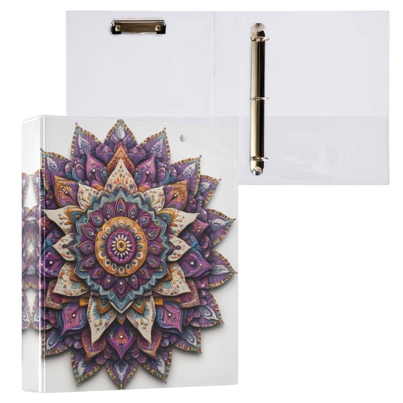 joogoo Ethnic Mandala Boho Hardcover 3 Ring Binder 1.5" Round Rings Interior Pockets Binders Organizer 1 Pack