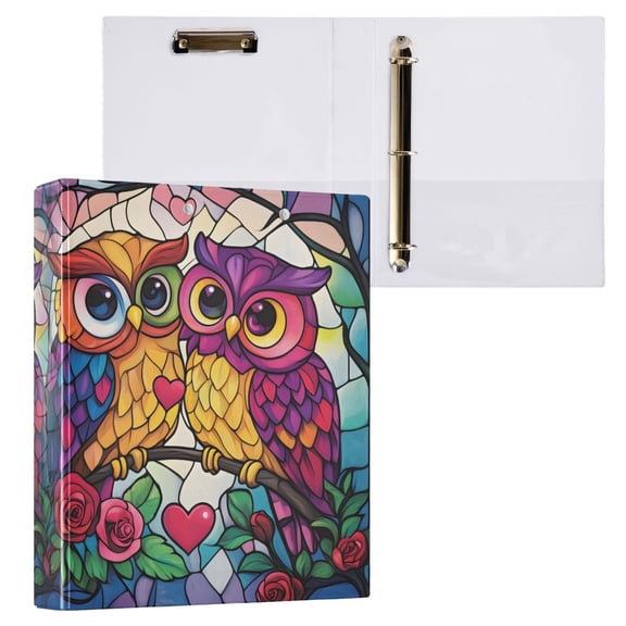 joogoo Ethnic Owls Hardcover 3 Ring Binder 1.5" Round Rings Interior Pockets Binders Organizer 1 Pack