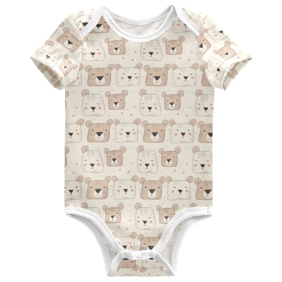 joogoo Face Of Bears Pattern Baby Bodysuits Short Sleeve Cotton Onesies Clothes 6Months