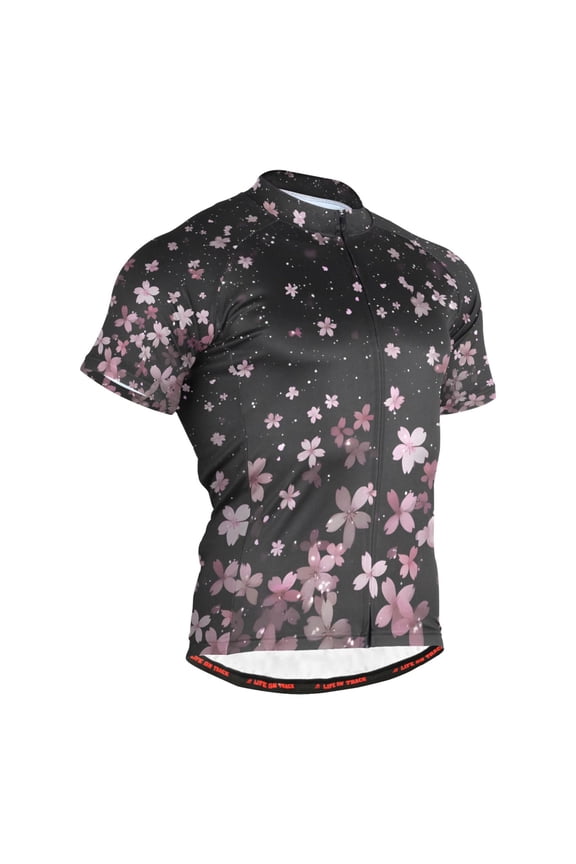 Falling Cherry Blossoms Men's Cycling Jerseys Mountain Bike Short Sleeve Tops L