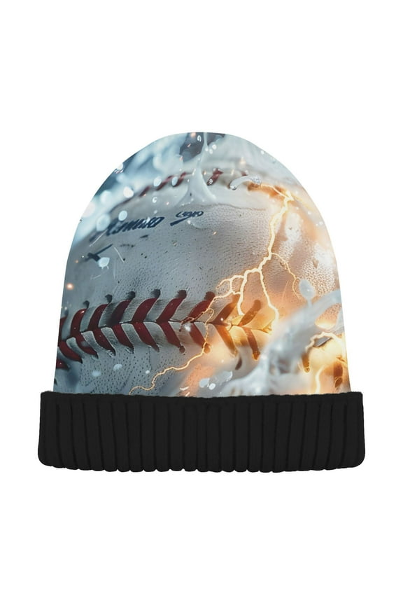 Fire Baseball Water Beanie Hats Men Women Cuffed Skull Cap Winter Warm Knit Thick Beanies