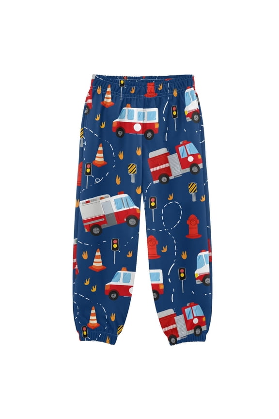 Fire Trucks Cartoon Boys' Sweatpants Jogger Pants 4T