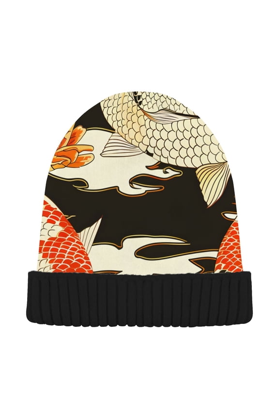 Fish Beanie Hats Men Women Cuffed Skull Cap Winter Warm Knit Thick Beanies
