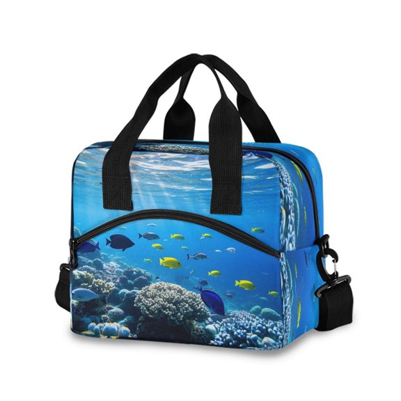 joogoo Fish Ocean Insulated Lunch Bags Reusable Cooler Box with Shoulder Strap