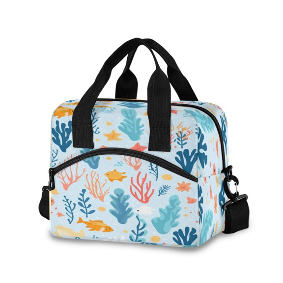 joogoo Fish and Seaweed Insulated Lunch Bags Reusable Cooler Box with Shoulder Strap