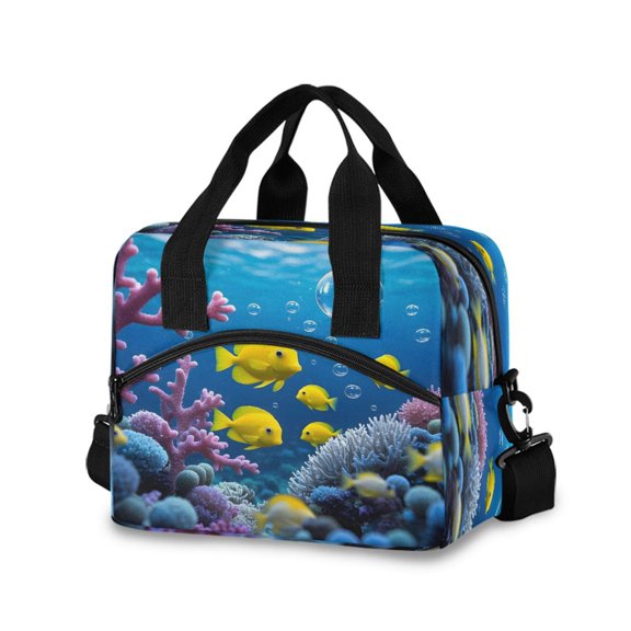 joogoo Fish in Ocean Insulated Lunch Bags Reusable Cooler Box with Shoulder Strap