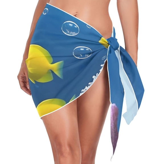joogoo Fish in Ocean Women's Beach Sarong Bathing Suit Wrap Swimwear Cover Ups S