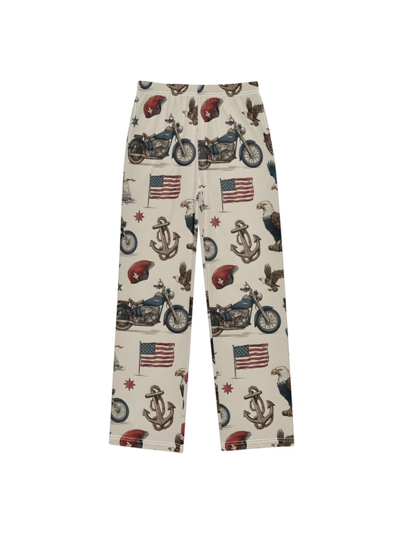 Flag Eagle Motorcycles Anchors Kids Pajama Pants Pj Bottoms Boy Girls Sleepwear Lounge S