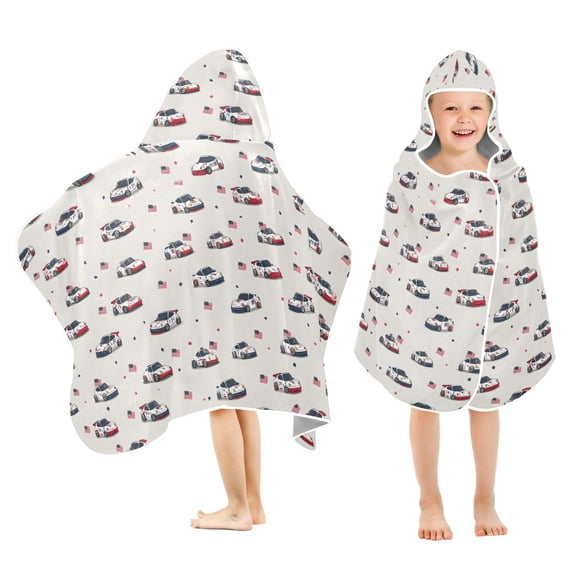 joogoo Flag Racing Car Kids Hooded Beach Towel Baby Bath Towel 23.5"x50"