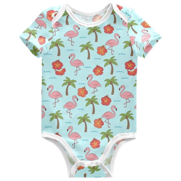 joogoo Flamingo Coconut Tree Pattern Baby Bodysuits Short Sleeve Cotton Onesies Clothes 3Months