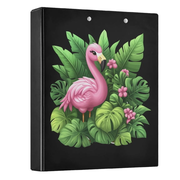 joogoo Flamingo Leaves Hardcover 3 Ring Binder 1.5" Round Rings Interior Pockets Binders Organizer 1 Pack