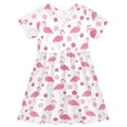 thumbnail image 1 of joogoo Flamingo and Floral Girls' Short Sleeve Dress Kids Dresses 4T, 1 of 8