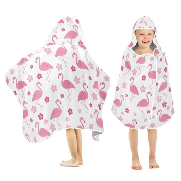 joogoo Flamingo and Floral Kids Hooded Beach Towel Baby Bath Towel 23.5"x50"
