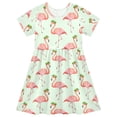 thumbnail image 1 of joogoo Flamingo with Clover Girls' Short Sleeve Dress Kids Dresses 4T, 1 of 8
