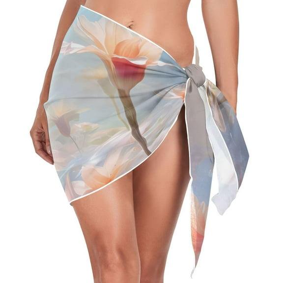 joogoo Flowers Women's Beach Sarong Bathing Suit Wrap Swimwear Cover Ups S