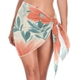 thumbnail image 1 of joogoo Flowers and Leaves Blue Women's Beach Sarong Bathing Suit Wrap Swimwear Cover Ups M, 1 of 7