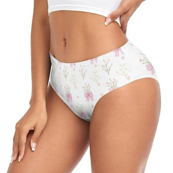 joogoo Flowers on Bows Womens Underwear Stretch Hipster Panties XL