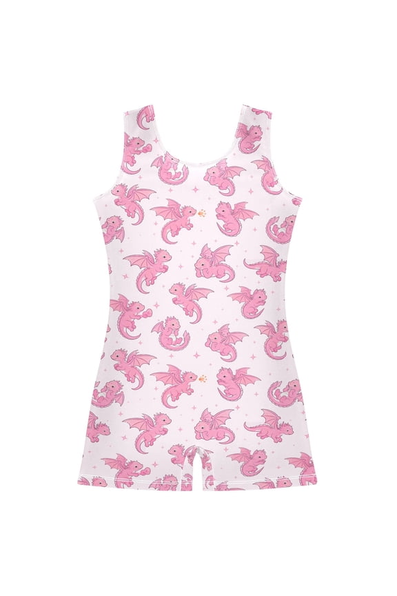 Flying Fantasy Dragons Pattern Girls Leotards Gymnastics Tumbling Outfit Biketard Unitard 3-4Years