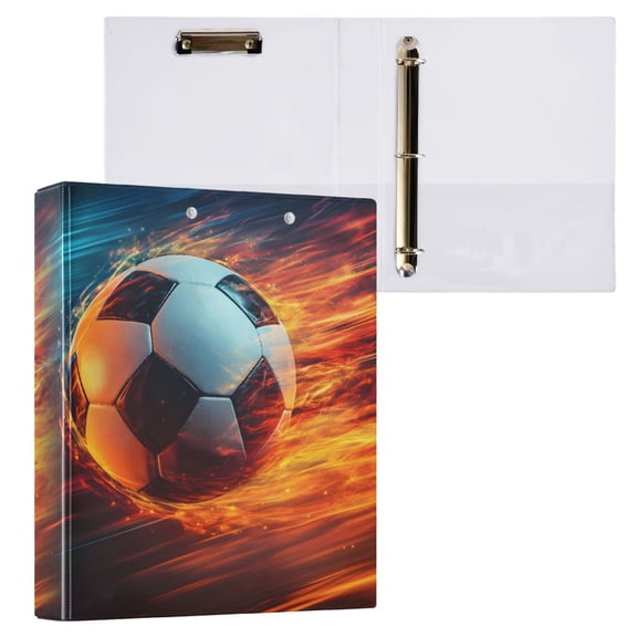 joogoo Football Art Hardcover 3 Ring Binder 1.5" Round Rings Interior Pockets Binders Organizer 1 Pack