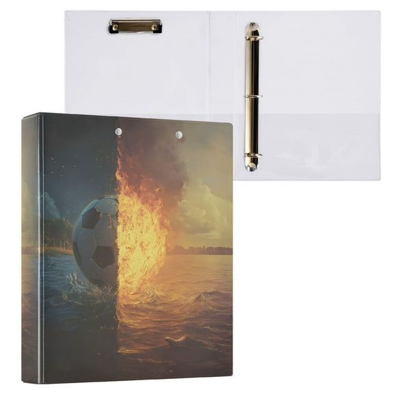 joogoo Football Burning Hardcover 3 Ring Binder 1.5" Round Rings Interior Pockets Binders Organizer 1 Pack