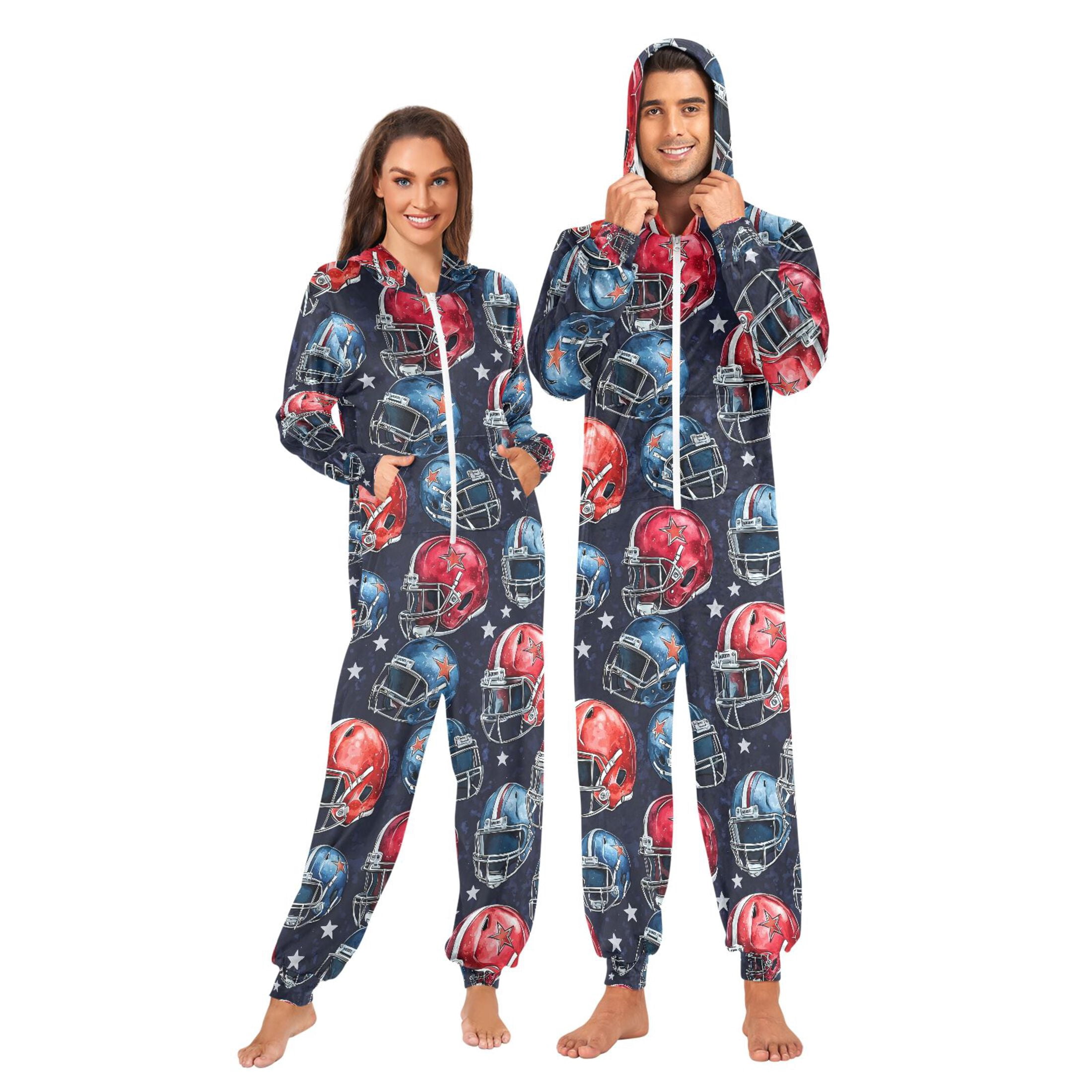 joogoo Football Helmet Unisex Adults Onesies Pajamas Jumpsuits M