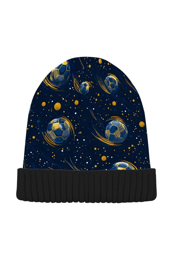 Football Starry Beanie Hats Cuffed Winter Warm Knit Thick Beanies