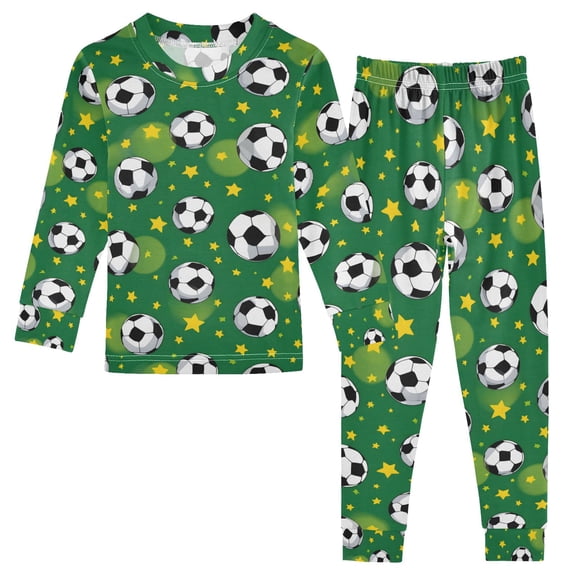 joogoo Football Stars Cartoon 2 Piece Long Sleeve Tee and Pants Cotton Pajama Set 5Y