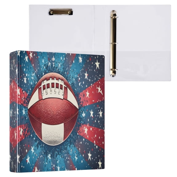 joogoo Football on Flag Hardcover 3 Ring Binder 1.5" Round Rings Interior Pockets Binders Organizer 1 Pack