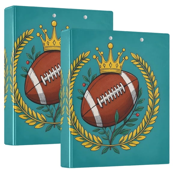 joogoo Football with Wheat Hardcover 3 Ring Binder 1.5" Round Rings Interior Pockets Binders Organizer 2 Pack