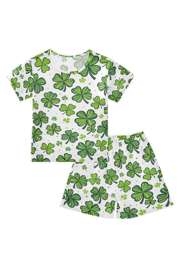 Four-leaf Clover Pajama Sets Short Sleeve Cotton 2-Piece Sleepwear 5Y
