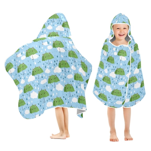 joogoo Frog Cartoon Umbrellas Kids Hooded Beach Towel Baby Bath Towel 23.5"x50"