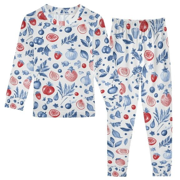 joogoo Fruits Pattern Pajamas Set Long Sleeve Soft Cotton Sleepwear 2 Piece 24M