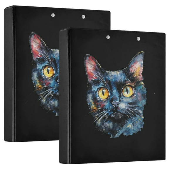 joogoo Funny Cat Hardcover 3 Ring Binder 1.5" Round Rings Interior Pockets Binders Organizer 2 Pack