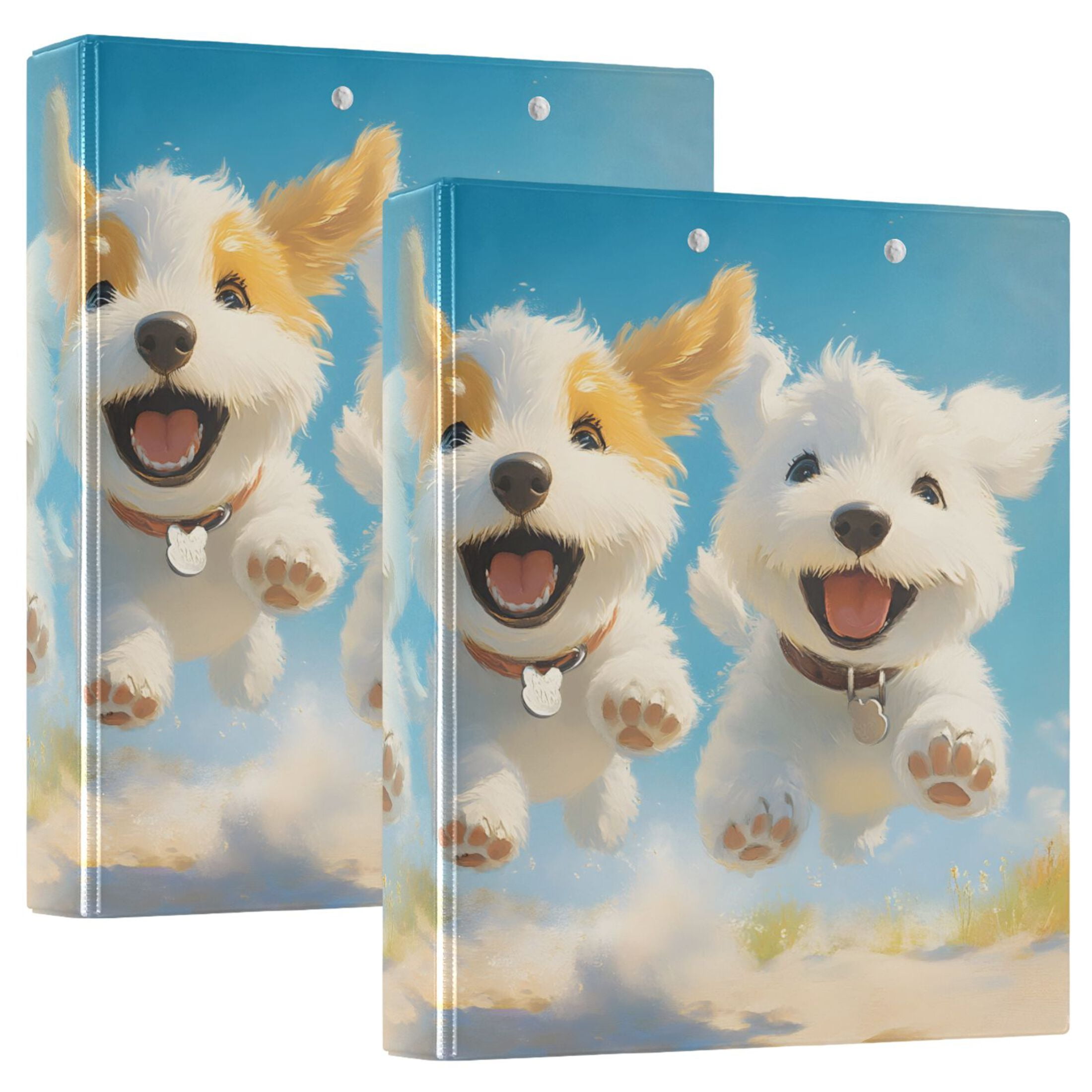 joogoo Funny Cute Dogs and Sky Hardcover 3 Ring Binder 1.5