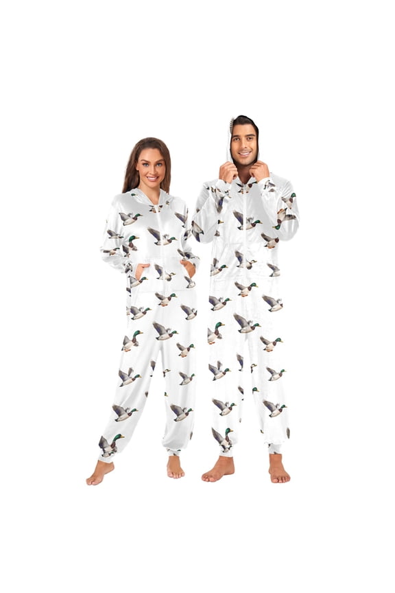 Funny Flying Ducks Unisex Adults Onesies Pajamas Jumpsuits L