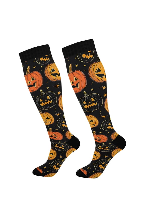 Funny Pumpkins Socks Women Men Knee High Sock