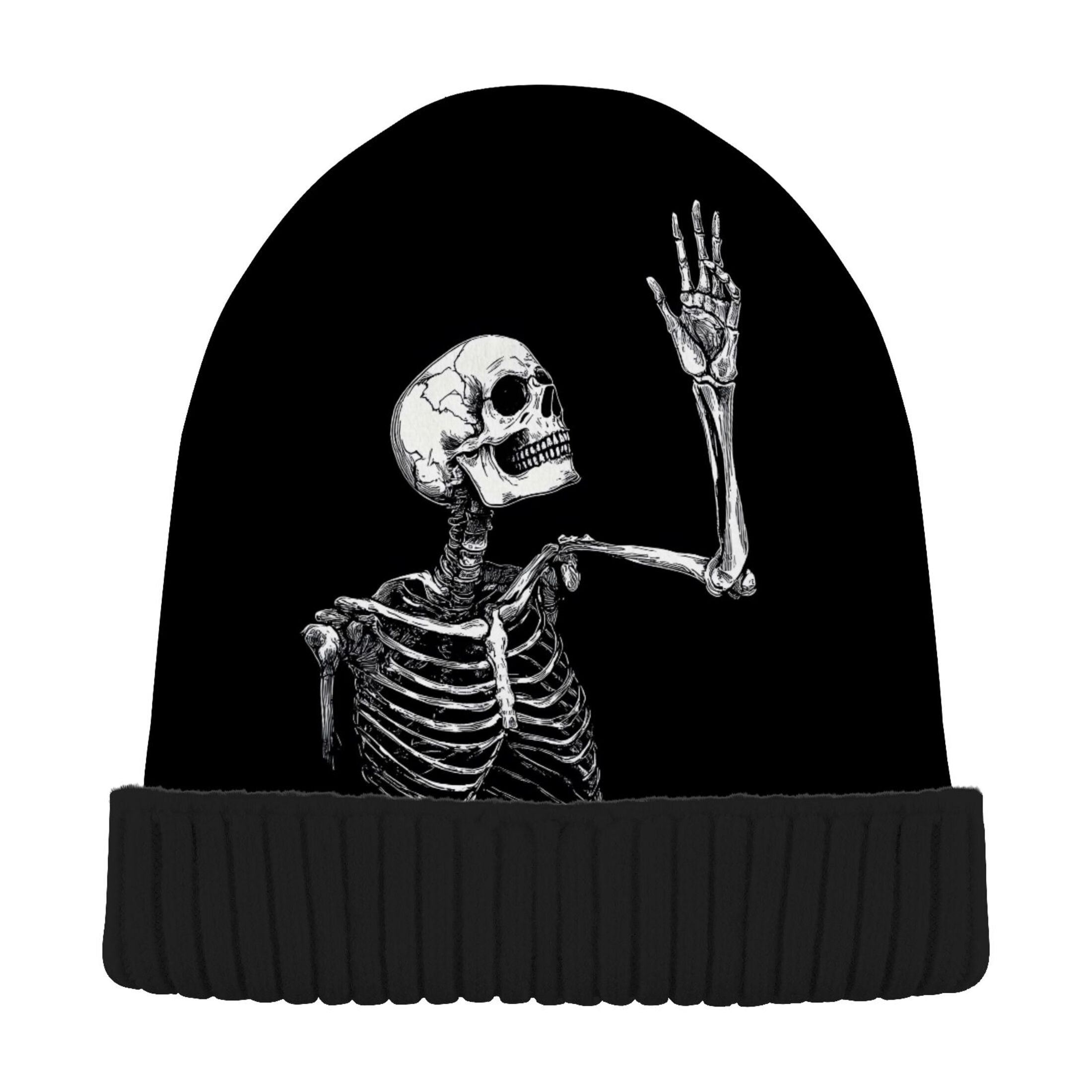 Funny Skull Skeleton Knit Beanie Hat Unisex Winter Funny Bones Halloween Unisex Glow In The Dark Ghoulish  main image 4