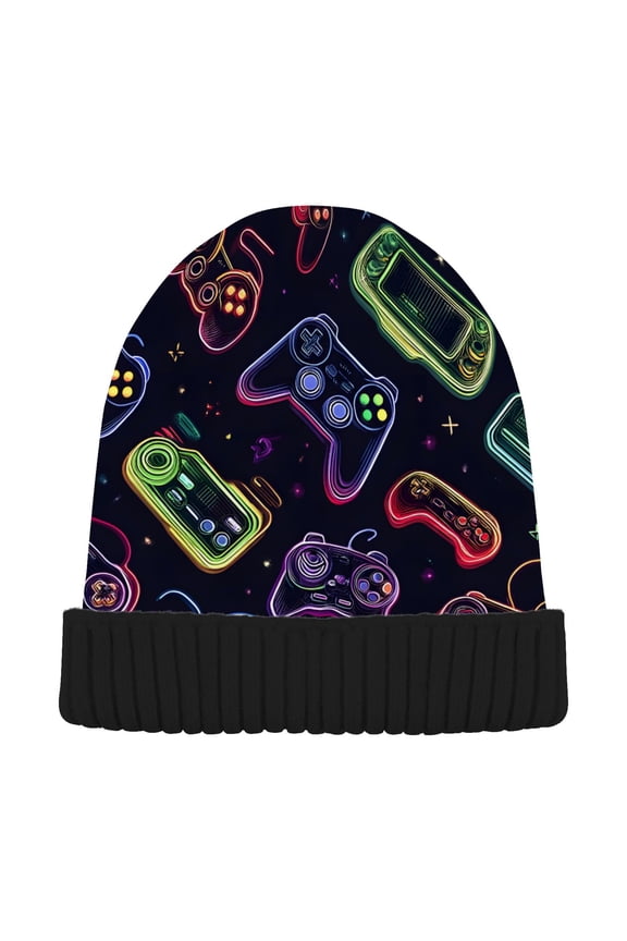 Game Controller Beanie Hats Cuffed Winter Warm Knit Thick Beanies